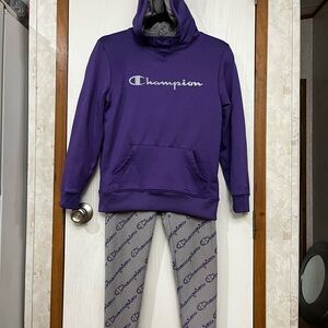 Champion Iconic Purple and Gray Matching Set for Casual Comfort